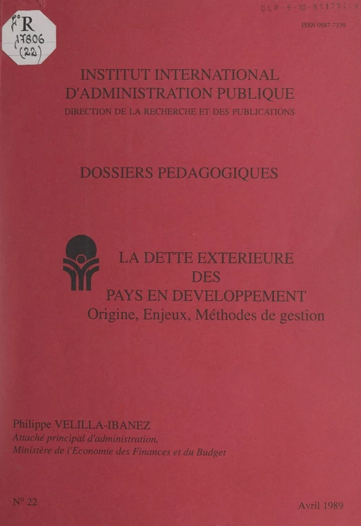 La dette extérieure des pays en développement - Philippe Velilla-Ibanez - FeniXX réédition numérique