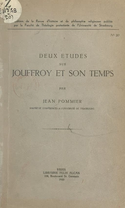 Deux études sur Jouffroy et son temps