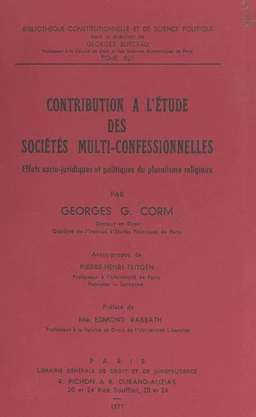 Contribution à l'étude des sociétés multi-confessionnelles