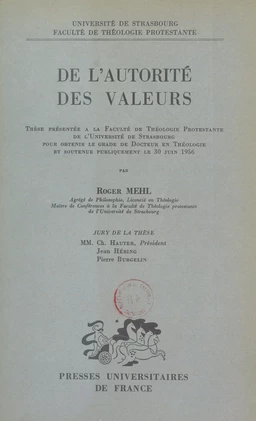 De l'autorité des valeurs