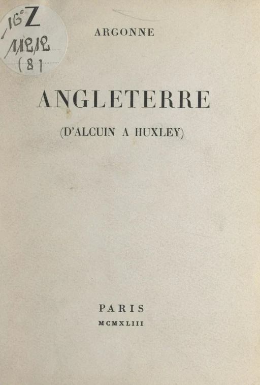 Angleterre -  Argonne - FeniXX réédition numérique