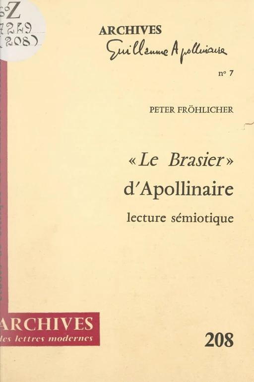 Le Brasier, d'Apollinaire - Peter Fröhlicher - FeniXX réédition numérique