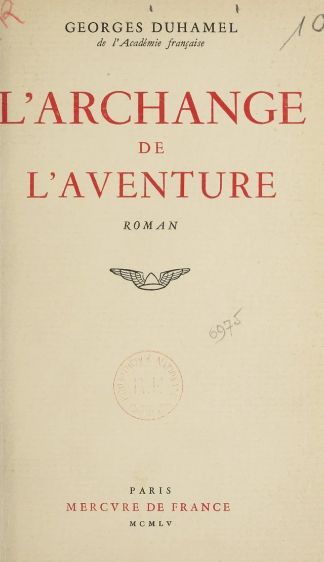 L'archange de l'aventure - Georges Duhamel - FeniXX réédition numérique