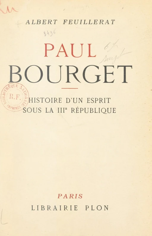 Paul Bourget - Albert Feuillerat - FeniXX réédition numérique