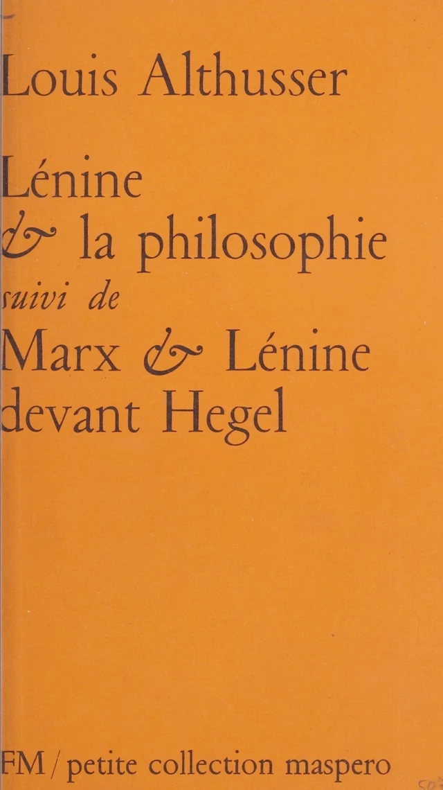 Lénine et la philosophie - Louis Althusser - FeniXX réédition numérique