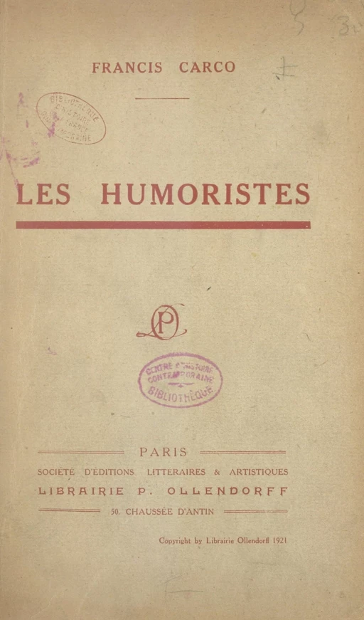 Les humoristes - Francis Carco - FeniXX réédition numérique