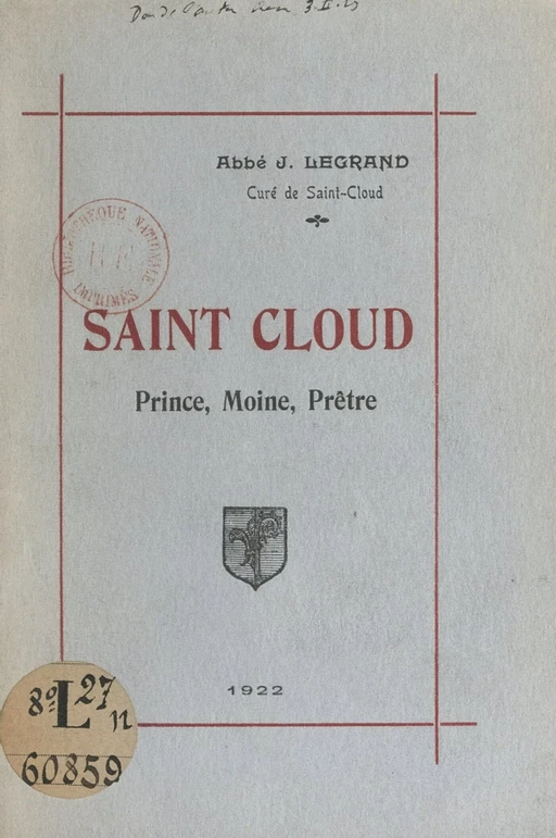 Saint Cloud - Joseph Legrand - FeniXX réédition numérique