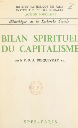 Bilan spirituel du capitalisme