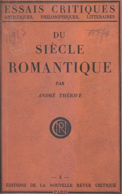 Du siècle romantique - André Thérive - FeniXX réédition numérique