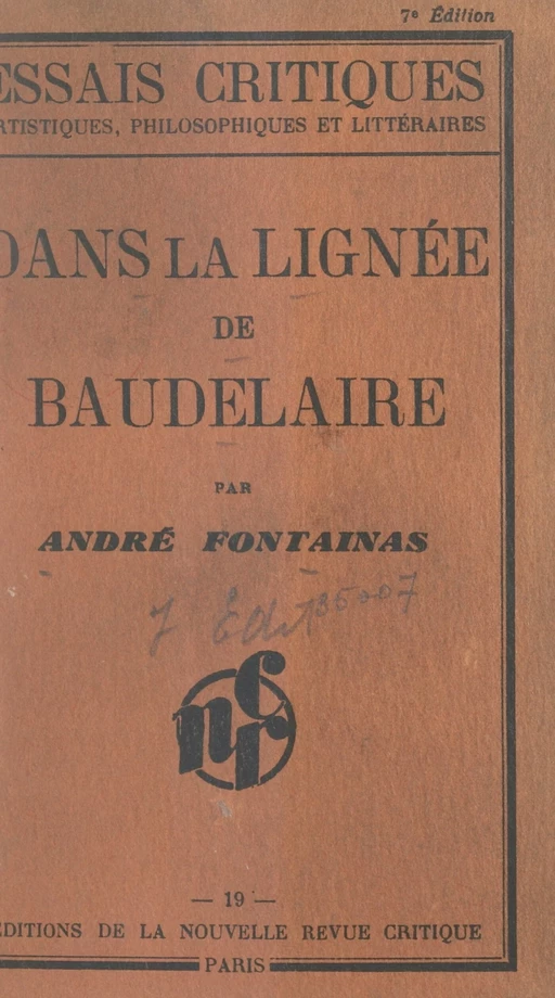 Dans la lignée de Baudelaire - André Fontainas - FeniXX réédition numérique