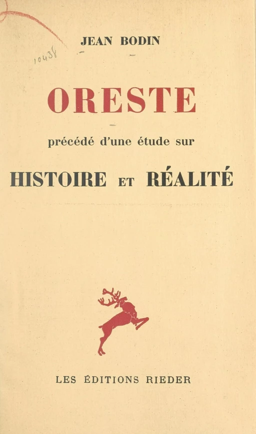 Oreste - Jean Bodin - FeniXX réédition numérique