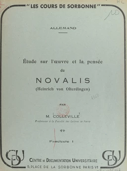 Étude sur l'œuvre et la pensée de Novalis (Heinrich von Ofterdingen) (1)