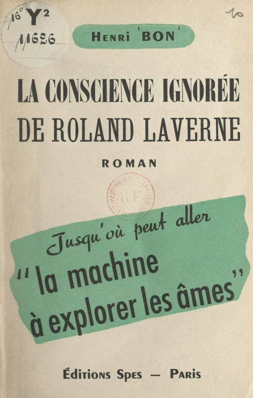 La conscience ignorée de Roland Laverne - Henri Bon - FeniXX réédition numérique