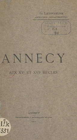 Annecy aux XVe et XVIe siècles