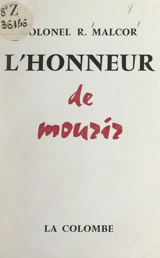 L'honneur de mourir - Roger Malcor - FeniXX réédition numérique