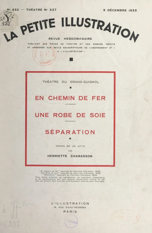 En chemin de fer. Une robe de sole. Séparation - Henriette Charasson - FeniXX réédition numérique