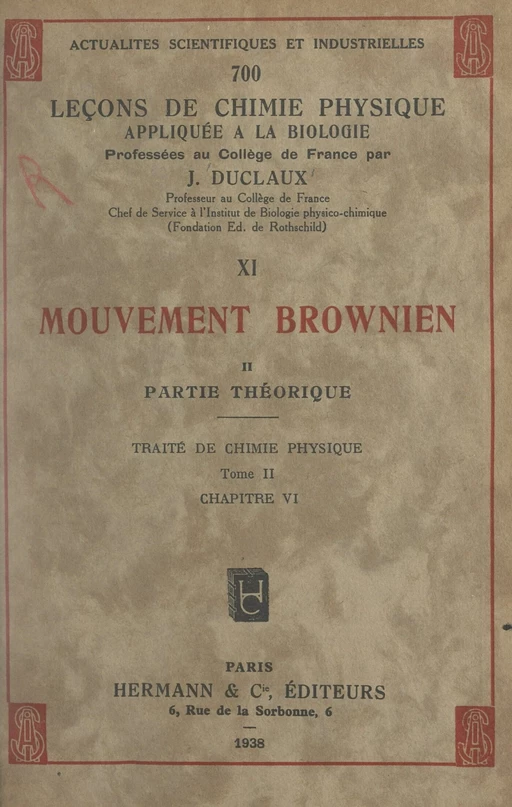 Mouvement brownien (2). Partie théorique - Jacques Duclaux - FeniXX réédition numérique