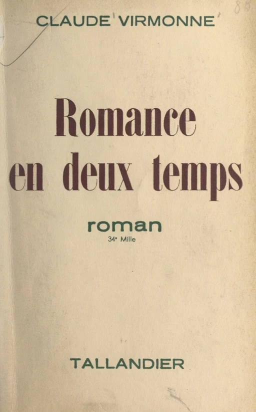 Romance en deux temps - Claude Virmonne - FeniXX réédition numérique