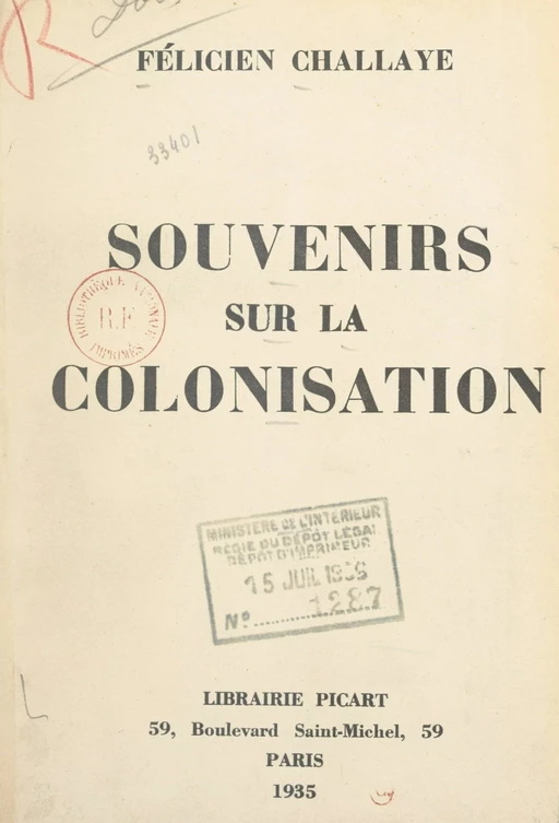 Souvenirs sur la colonisation - Félicien Challaye - FeniXX réédition numérique