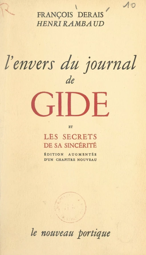 L'envers du "Journal" de Gide, Tunis 1942-1943 - François Derais, Henri Rambaud - FeniXX réédition numérique