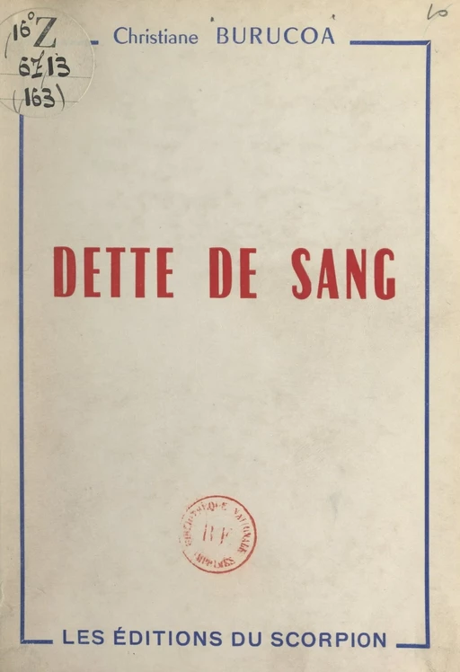 Dette de sang - Christiane Burucoa - FeniXX réédition numérique