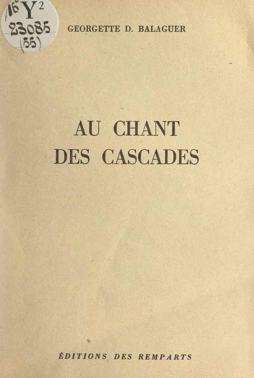 Au chant des cascades - Georgette D. Balaguer - FeniXX réédition numérique