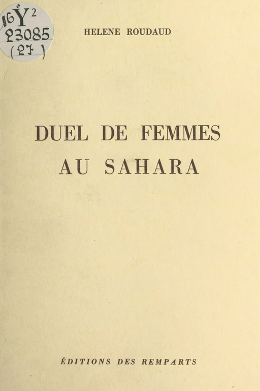 Duel de femmes au Sahara - Hélène Roudaud - FeniXX réédition numérique