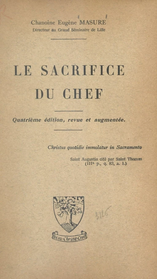 Le sacrifice du chef - Eugène Masure - FeniXX réédition numérique