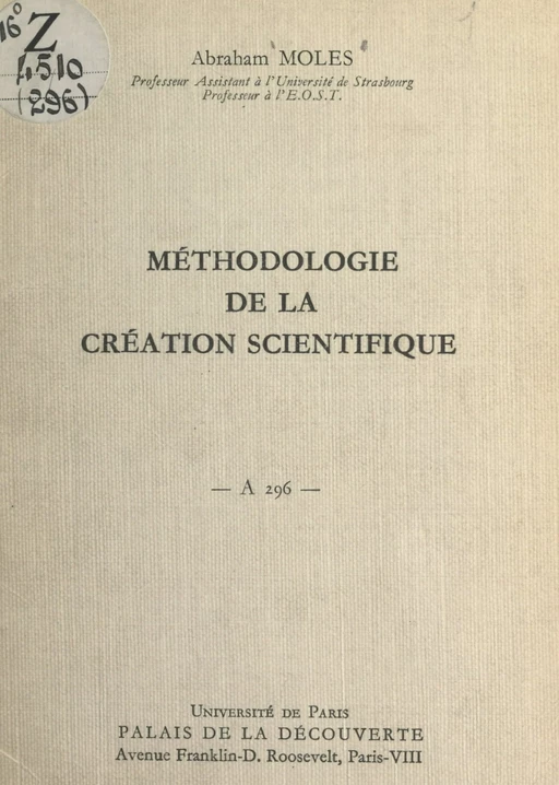 Méthodologie de la création scientifique - Abraham Moles - FeniXX réédition numérique