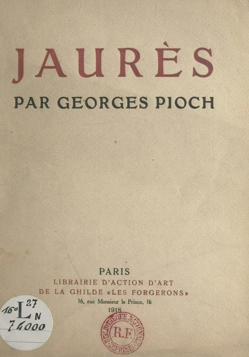 Jaurès - Georges Pioch - FeniXX réédition numérique