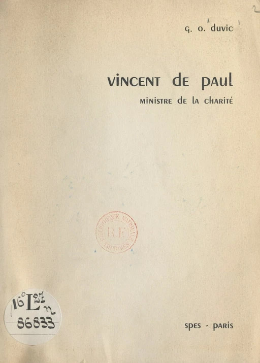 Vincent de Paul - G.-O. Duvic - FeniXX réédition numérique