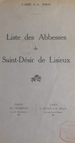 Liste des abbesses de Saint-Désir de Lisieux