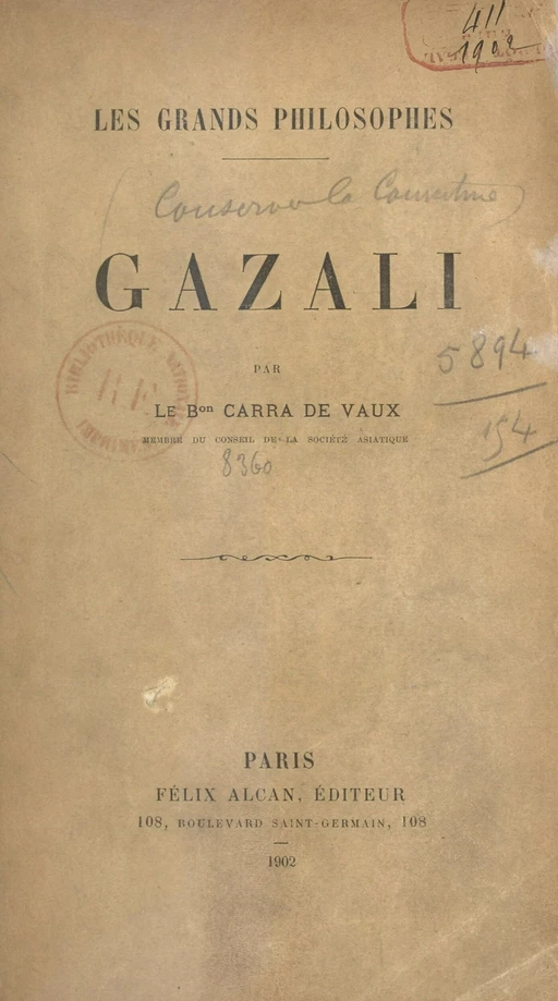 Gazali - Bernard Carra de Vaux - FeniXX réédition numérique