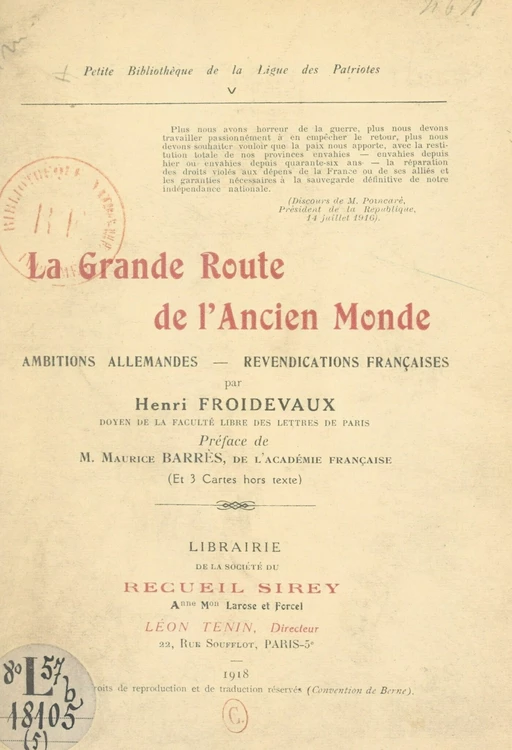 La grande route de l'ancien monde - Henri Froidevaux - FeniXX réédition numérique