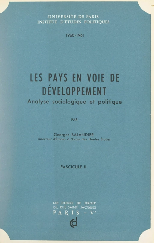 Les pays en voie de développement (2) - Georges Balandier - FeniXX réédition numérique