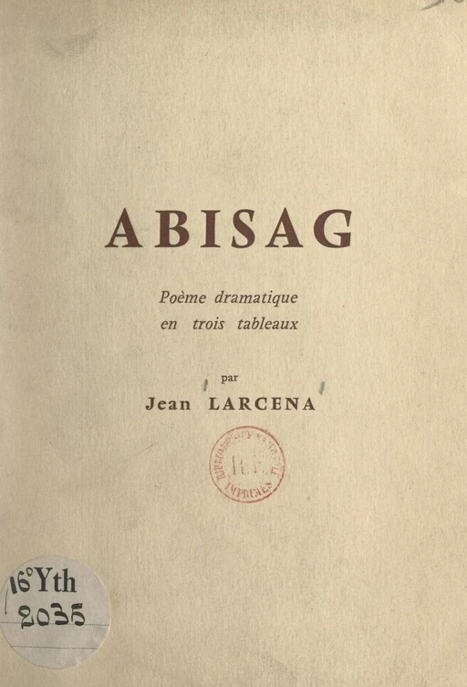 Abisag - Jean Larcena - FeniXX réédition numérique