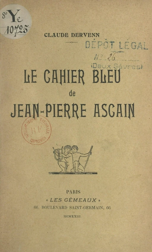 Le cahier bleu de Jean-Pierre Ascain - Claude Dervenn - FeniXX réédition numérique