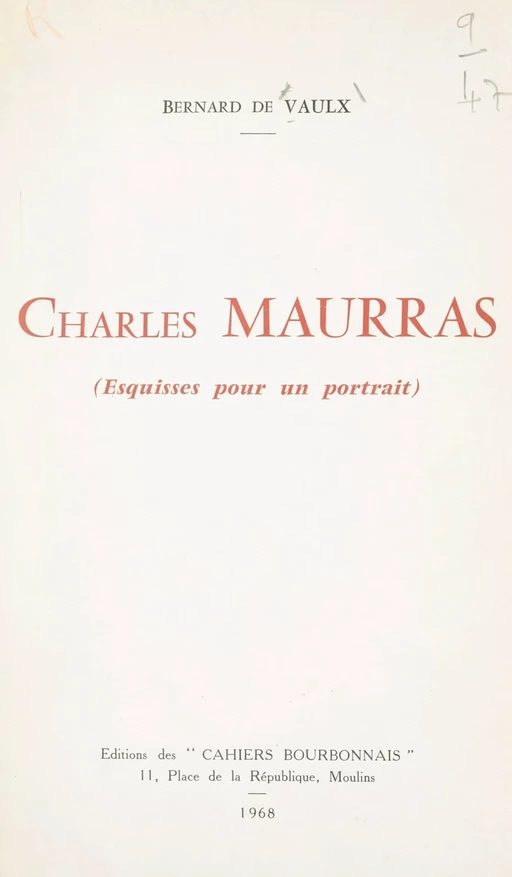 Charles Maurras - Bernard de Vaulx - FeniXX réédition numérique