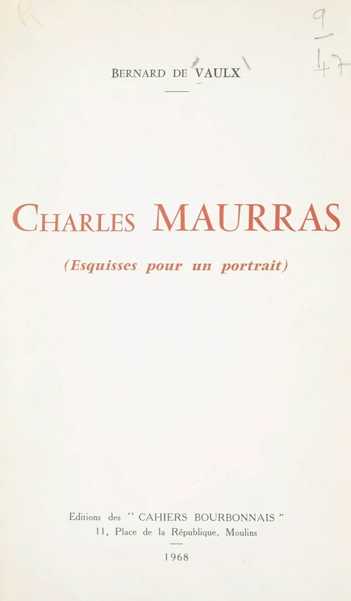 Charles Maurras - Bernard de Vaulx - FeniXX réédition numérique