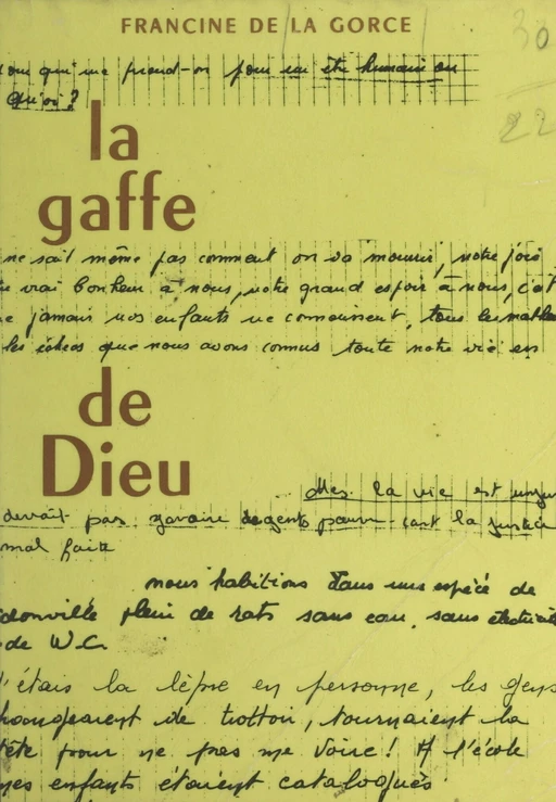 La gaffe de Dieu - Francine de La Gorce - FeniXX réédition numérique