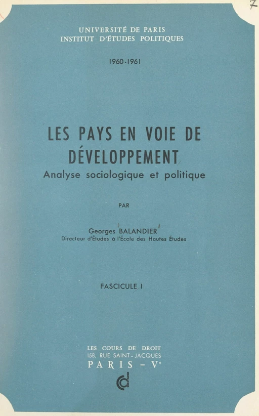 Les pays en voie de développement (1) - Georges Balandier - FeniXX réédition numérique