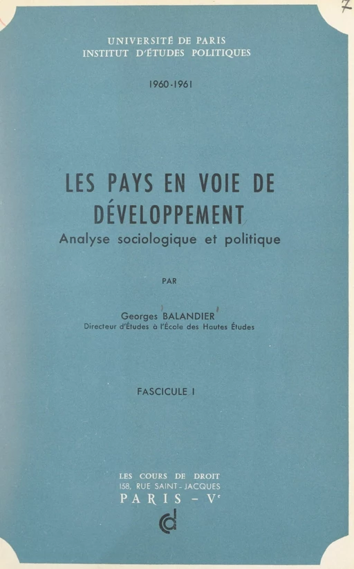 Les pays en voie de développement (1) - Georges Balandier - FeniXX réédition numérique