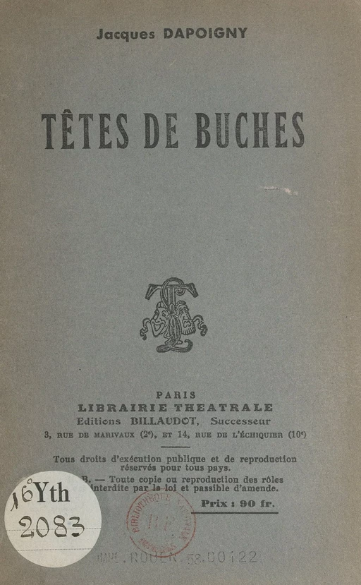 Têtes de bûches - Jacques Dapoigny - FeniXX réédition numérique