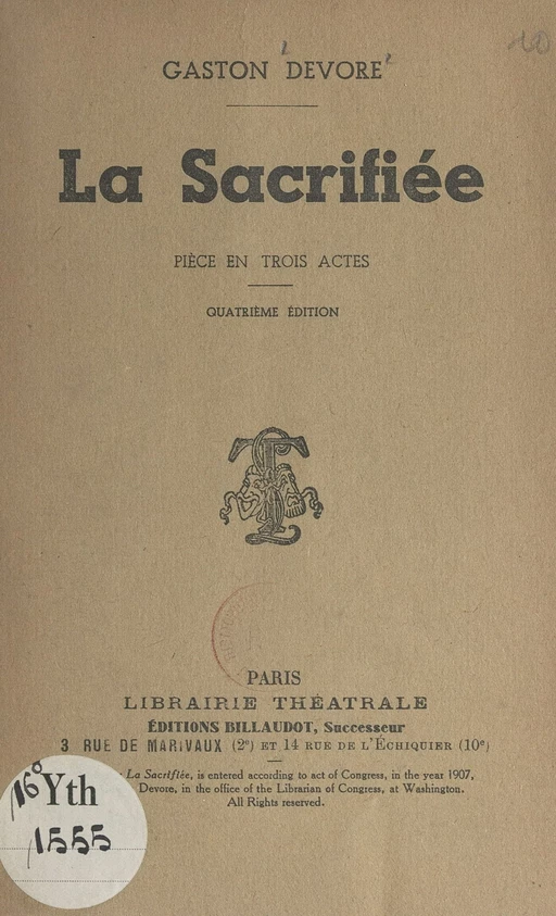 La sacrifiée - Gaston Devore - FeniXX réédition numérique