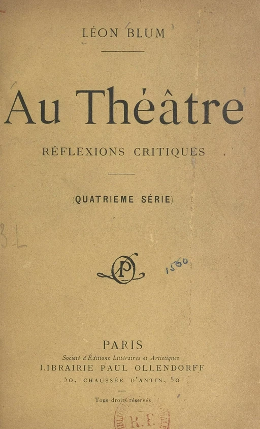 Au théâtre - Léon Blum - FeniXX réédition numérique