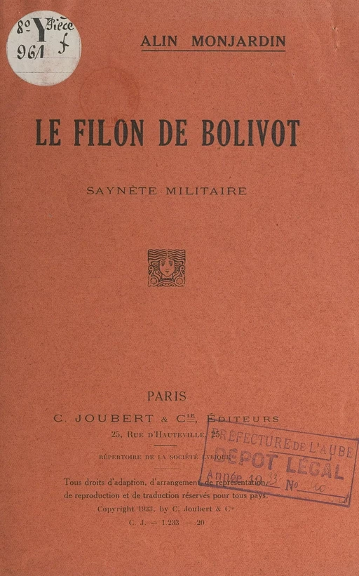 Le filon de Bolivot - Alin Monjardin - FeniXX réédition numérique