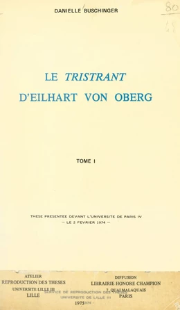 Le « Tristrant », d'Eilhart von Oberg (1)