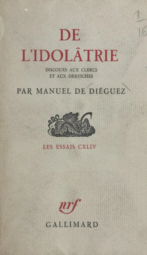 De l'idolâtrie - Manuel de Diéguez - FeniXX réédition numérique