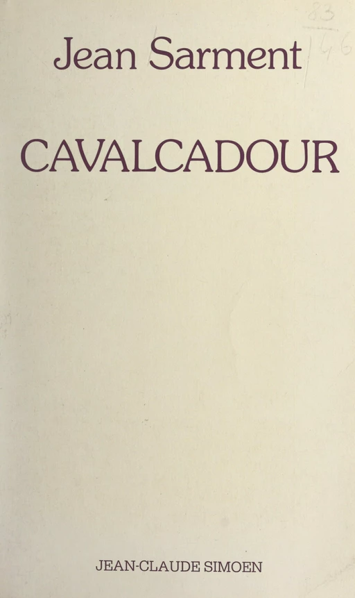 Cavalcadour - Jean Sarment - FeniXX réédition numérique