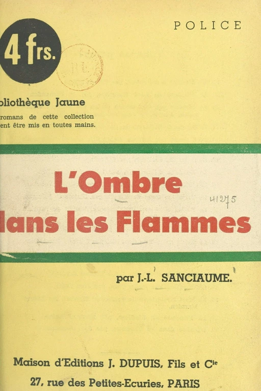 L'ombre dans les flammes - Joseph-Louis Sanciaume - FeniXX réédition numérique